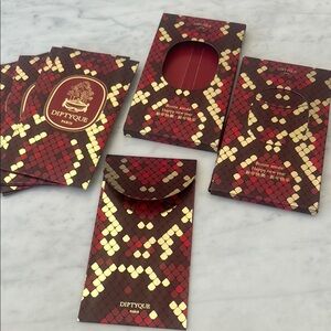 Diptyque Paris Red and Gold Patterned Envelopes set of 2 Chinese calendar 2025